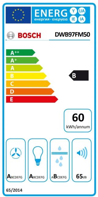 Аспиратор Bosch DWB97FM50, Chimney hood 90cm B, max 710 m3/h, 65 dB, Box design with black front