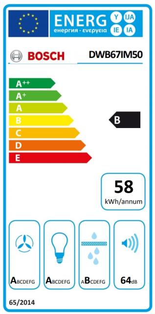 Аспиратор Bosch DWB67IM50, Chimney hood 60cm B, max 720 m3/h, 64 dB, Box design