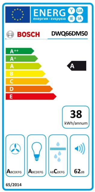 Аспиратор Bosch DWQ66DM50, Chimney hood 60cm A, max 610 m3/h, 62 dB, slim pyramid