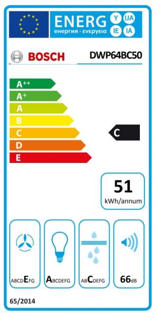 Аспиратор Bosch DWP64BC50, Chimney hood 60cm C, max 360 m3/h, 66 dB, Pyramidal design, inox