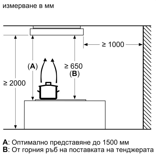 Аспиратор Bosch DRR16AQ20 SER6; Premium; Ceiling Plug&play hood 105cm / 18cm height B, white, Cooktop control, 580 m3/h, 68 dB, HC