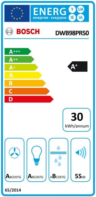 Аспиратор Bosch DWB98PR50 SER8; Premium; Chimney hood 90cm A+, max 843 m3/h, 55 dB, Box design, AirSensor, inox filters, HC