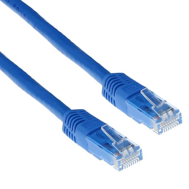 Kабел ACT U/UTP, CAT 6, RJ-45 - RJ-45, 0.5 m, Медни проводници, Син, Булк опаковка