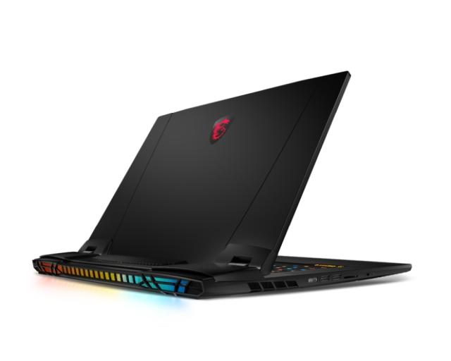 Лаптоп MSI Titan GT77 HX 13VI, RTX 4090 GDDR6 16GB, 17.3" UHD(3840x2160), 144Hz Mini LED, HDR1000, 100% DCI-P3, i9-13980HX (24C/32T, 36 MB), DDR5 64GB (32GBx2) 4 slots up to 128GB, SSD 2TB NVMe PCIe Gen4x4, 3x M.2 slots, 99 key Cherry MX KBD, 2Y