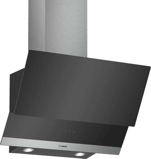 Аспиратор Bosch DWK065G60 SER2; Economy; Inclined hood 60cm C, black glass, max 593 m3/h, 67 dB