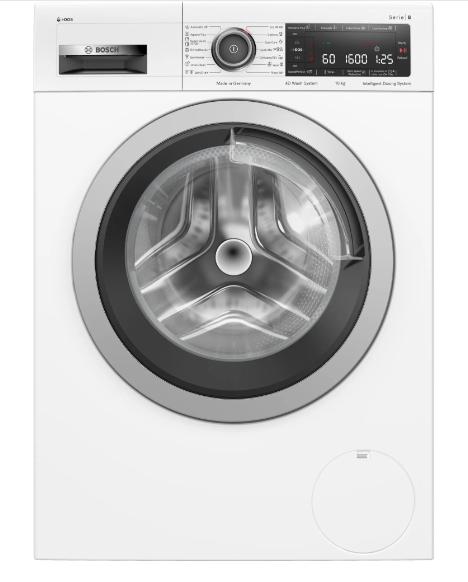 Пералня Bosch WAX32K03BY, SER 8, Washing machine 10kg, 1600 rpm, Energy Efficiency B, Spin Efficiency A, iDOS, 4D washing system, 48 l/72 dB, AquaStop, EcoSilence Drive, Interior light, White