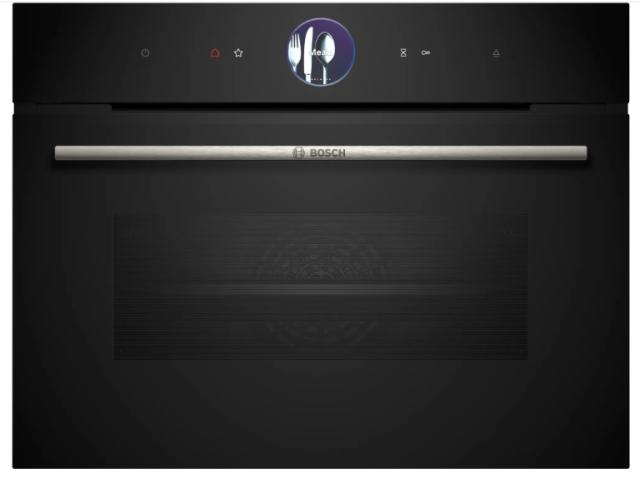 Фурна Bosch CSG7364B1, SER8, Compact steam oven, 60 x 45 cm, 47 l, Perfect Steam, Steam Plus function, Added Steam function, Home Connect, Black