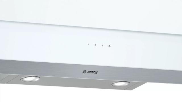 Аспиратор Bosch DWK065G20 SER2; Economy; Inclined hood 60cm C, white glass, max 593 m3/h, 67 dB