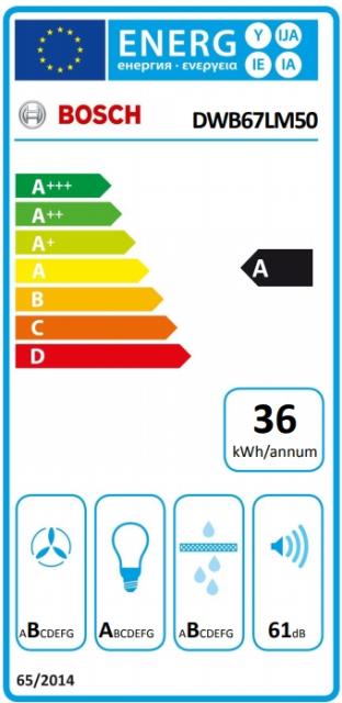 Аспиратор Bosch DWB67LM50 SER6, Premium, Chimney hood 60cm A, max 646 m3/h, 61 dB, Box design, inox filters