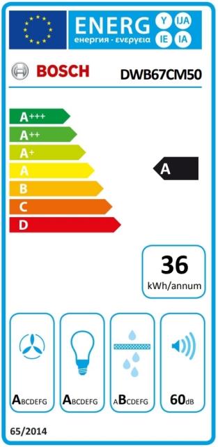 Аспиратор Bosch DWB67CM50 SER6; Premium; Chimney hood 60cm A, max 671 m3/h, 60 dB, Box design