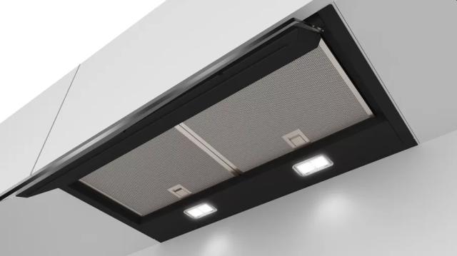 Аспиратор Bosch DBB67AM60, SER6, Integrated box hood, 60 cm,  B, black, LED, max 460 m3/h, 63 dB, clear glass, black print