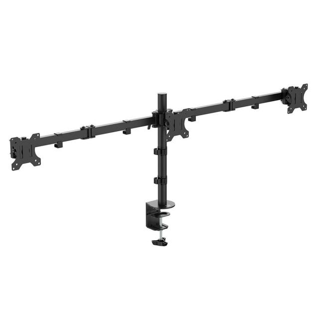 Стойка за 3 мониторa Ewent EW1513, за бюро, Регулируема, 27", 3x7 кг, Черен