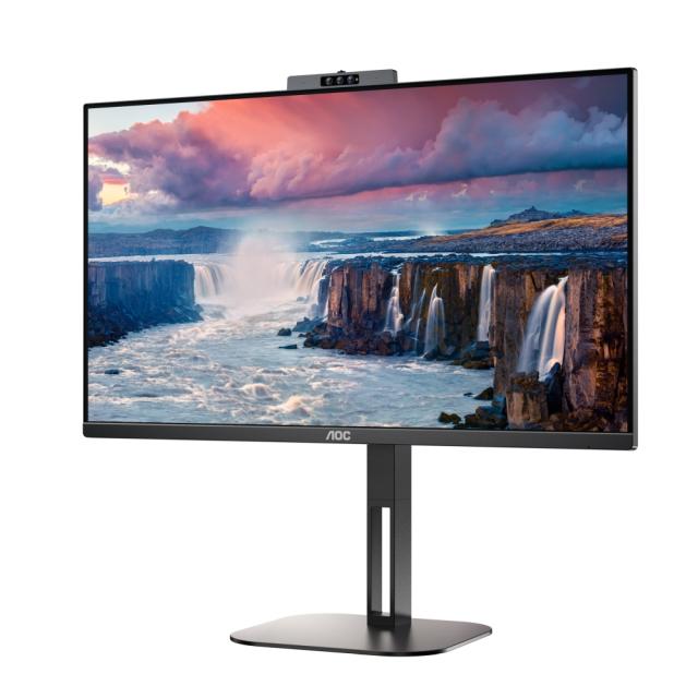 Монитор AOC 24V5CW/BK, 23.8" IPS WLED, 1920x1080@75Hz, 4ms GtG, 1ms MPRT, 300cd m/2, 1000:1, DCR 20M:1, FreeSync, FlickerFree, Low Blue Light, 5Wx2, 2MP Windows Hello, Tilt, Height Adjust, Pivot, Swivel, HDMI, DP, USB hub
