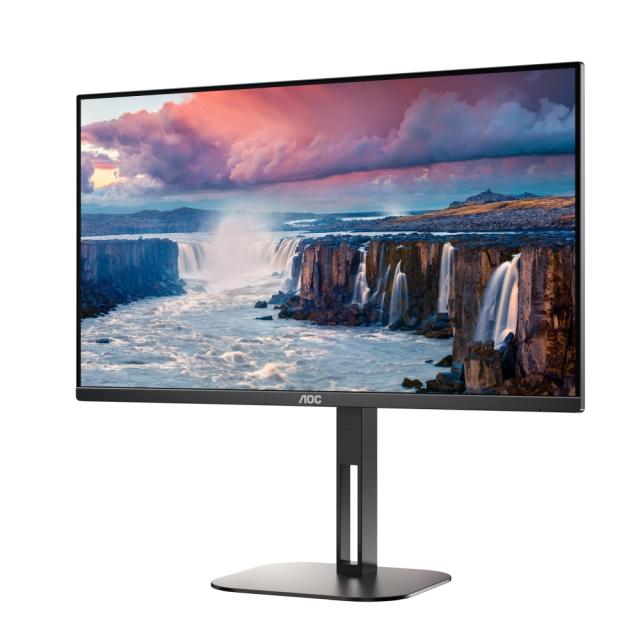 Монитор AOC 27V5C/BK, 27" IPS WLED, 1920x1080@75Hz, 4ms GtG, 1ms MPRT, 300cd m/2, 1000:1, DCR 20M:1, FreeSync, FlickerFree, Low Blue Light, 3Wx2, Tilt, Height Adjust, Pivot, Swivel, HDMI, DP, USB hub
