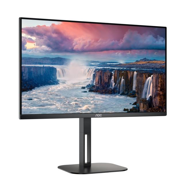 Монитор AOC 27V5C/BK, 27" IPS WLED, 1920x1080@75Hz, 4ms GtG, 1ms MPRT, 300cd m/2, 1000:1, DCR 20M:1, FreeSync, FlickerFree, Low Blue Light, 3Wx2, Tilt, Height Adjust, Pivot, Swivel, HDMI, DP, USB hub