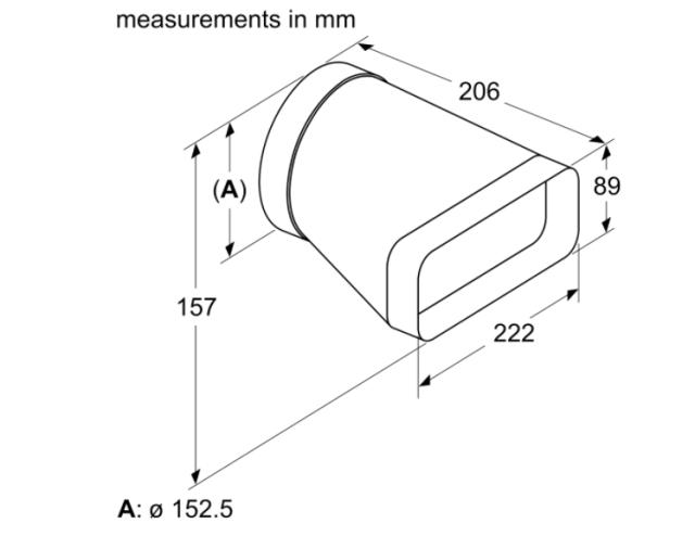Аксесоар Bosch HEZ9VDSI0, Adapter duct, round-flat 150mm