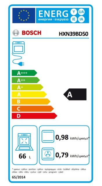 Готварска печка Bosch HXN39BD50, FS combi cooker, inox, oven 7 HM, 1 telescopic rail, EcoClean back, LED display