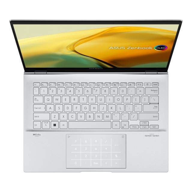 Лаптоп Asus Zenbook OLED UX3402ZA-OLED-KM522W, Inteli5-1240,  1.7 GHz (12M Cache, up to 4.4 GHz, 4P+8E core, 14." 2.8K (2880 x 1800) OLED 16:10, DDR5 16GB(ON BD.),512 GB PCIEG4 SSD, Num Pad, Winows 11, Aqua Celadon