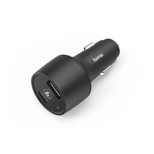Зарядно за кола HAMA, USB Type-C + USB-A, Power Delivery (PD), 42W, Черен