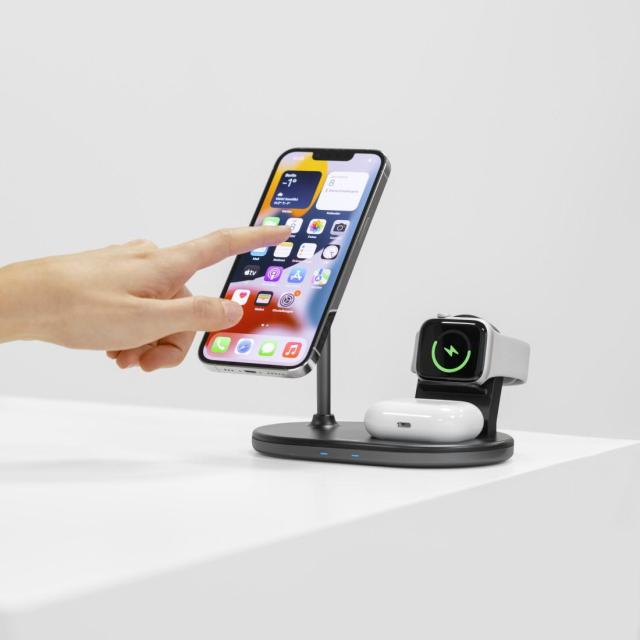 Безжично зарядно устройство HAMA MagCharge, За iPhone AirPods, Черен
