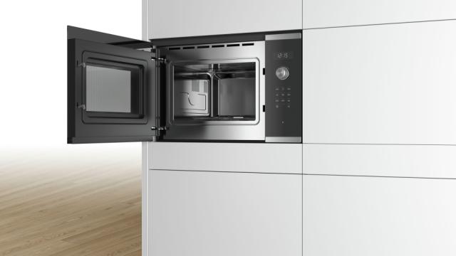 Микровълнова печка Bosch BFL554MS0 SER6; Comfort; Built-in microwave, 25l, AutoPilot 7, LED light, left hinge, inox