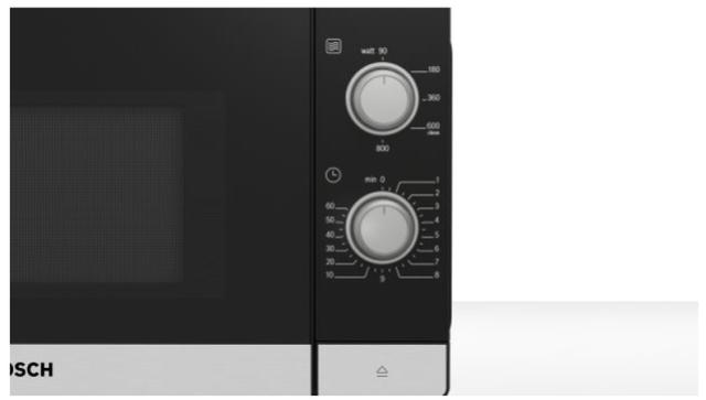Микровълнова печка Bosch FFL020MS2, SER2, Freestanding microwave, 800 W, 20 l, Number of power levels 5, 27 cm glass rotating plate, Stainless steel