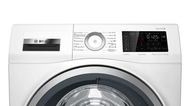 Пералня със сушилня Bosch WDU8H541EU SER6 Washer-dryer, E, 10/6kg, 1400 rpm, waveDrum, 45/70/60dB, 150l W+D, Aquastop, HC, chrome blackgray door
