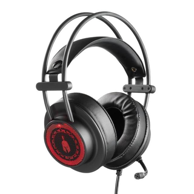 Геймърски слушалки Spartan Gear Myrmidon II, Микрофон, Черен/Червен