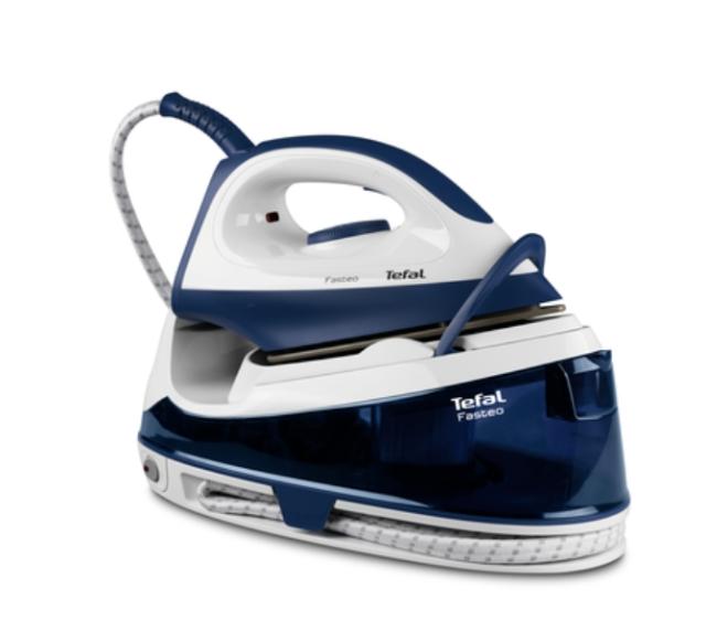 Парогенератор Tefal SV6040E0, Fasteo blue, non boiler -  manual - 5,2 bars - 100g/min - steam boost 180g/min - anticalc cartridge - ceramic soleplate - water tank 1,2L -  eco - lock system