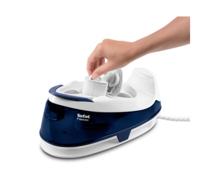 Парогенератор Tefal SV6040E0, Fasteo blue, non boiler -  manual - 5,2 bars - 100g/min - steam boost 180g/min - anticalc cartridge - ceramic soleplate - water tank 1,2L -  eco - lock system