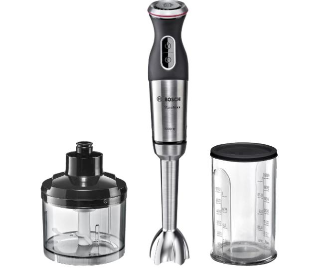 Пасатор Bosch MS8CM6120, Blender, MaxoMixx, 1000 W, 12-speed, turbo button, Included mixing jug with scale and lid & mini chopper, Stainless steel