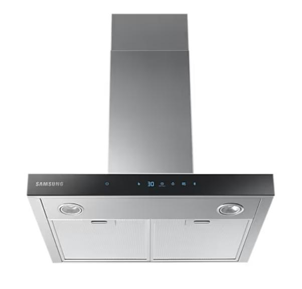 Аспиратор Samsung NK24N5703BS/UR, Wall Mount Cooker Hood with Auto Connectivity, 60cm, Touch Control, Color STSS with Black glass, 4 extraction speeds, Max / Boost Extraction, Sound Power Normal/ Boost  72dBA/ 75 dBA, Lighting: LED 2*2.5 W, A energy 