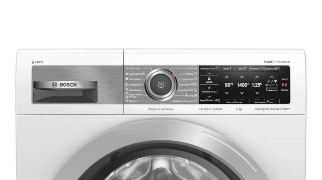 Пералня Bosch WAV28EH0BY, HomeProfessional Washing machine, 9kg, 1400 rpm, A, 49/70 dB(A), i-DOS, 4D Wash, HC, AntiStain Plus 16, TFT Display, AquaStop, Interior light, waveDrum 65 l, white, grey door
