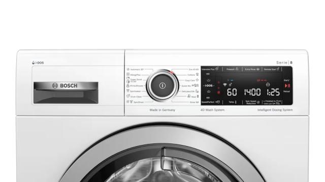 Пералня Bosch WAV28KH1BY SER8, Washing machine 9kg, 1400rpm, A, 49/70 dB(A), i-DOS, 4D Wash, HC, AquaStop, Interior light, waveDrum 65 l, white, grey door