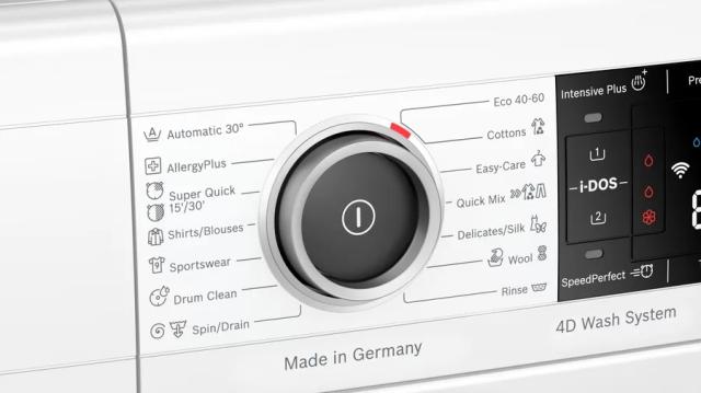 Пералня Bosch WAV28KH1BY SER8, Washing machine 9kg, 1400rpm, A, 49/70 dB(A), i-DOS, 4D Wash, HC, AquaStop, Interior light, waveDrum 65 l, white, grey door