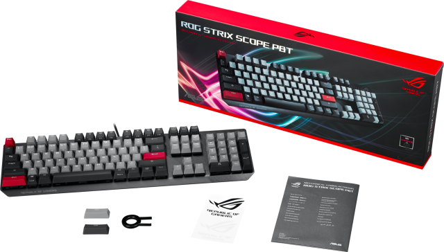 Геймърска Механична Клавиатура ASUS ROG Strix Scope PBT, CHERRY MX Red Switches, PBT Капачки