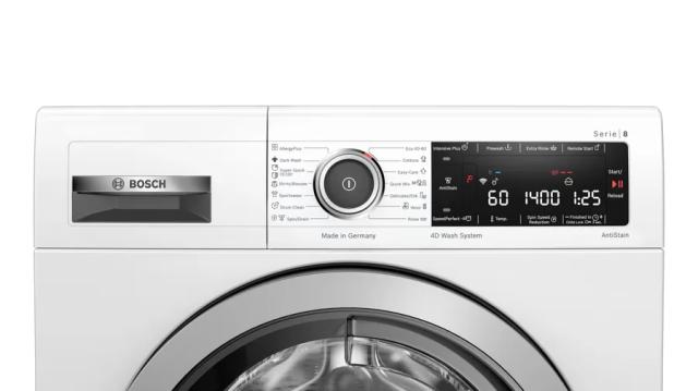 Пералня Bosch WAV28MH0BY SER8, Washing machine 9kg,1400rpm, A, 49/70 dB(A), 4D Wash, AntiStain 4, AquaStop, Interior light, waveDrum 65 l, HC, white, grey door