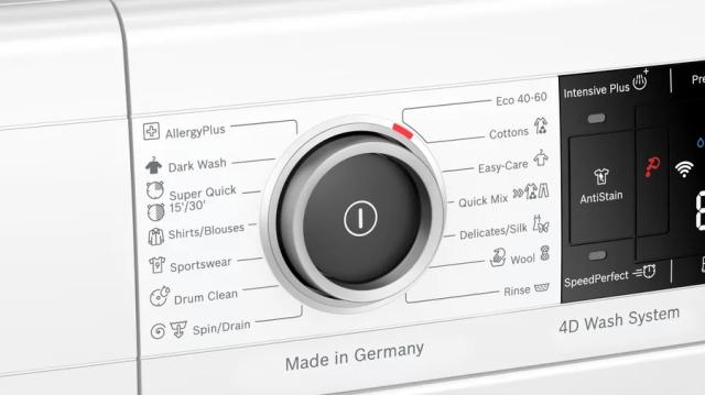 Пералня Bosch WAV28MH0BY SER8, Washing machine 9kg,1400rpm, A, 49/70 dB(A), 4D Wash, AntiStain 4, AquaStop, Interior light, waveDrum 65 l, HC, white, grey door