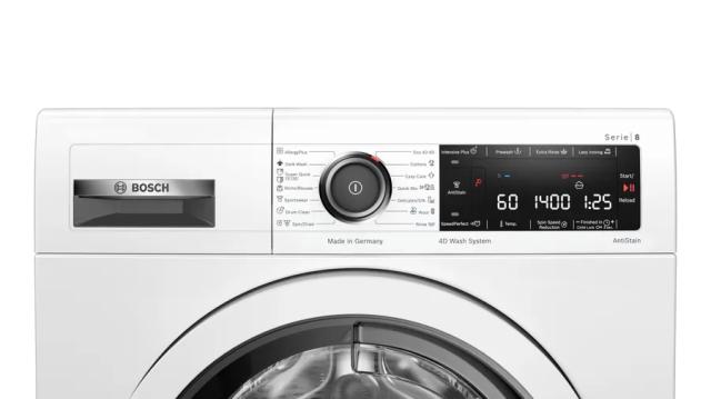 Пералня Bosch WAV28M20BY SER8, Washing machine 9kg, 1400rpm, A, 49/70 dB(A), 4D Wash, AntiStain 4, AquaSecure, Interior light, waveDrum 65 l, white-black grey door