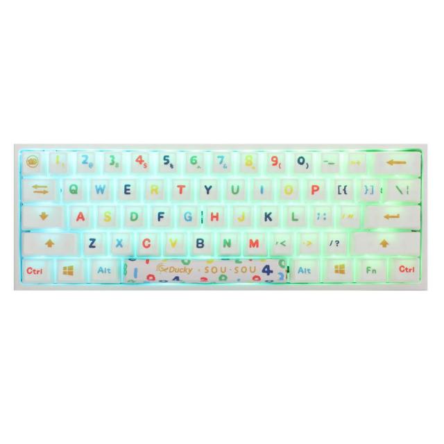 Геймърска механична клавиатура Ducky x SOU SOU One 2 Mini White RGB, Cherry MX Brown