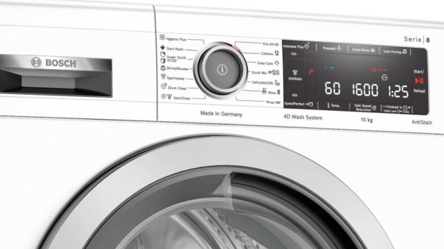 Пералня Bosch WAX32M41BY, SER8, Washing machine 10 kg, 1600 rpm, Energy Efficiency B, Spin Efficiency A, AntiStain Removal, 4D Wash, EcoSilence Drive, AquaStop, 72 dB, XXL drum volume 70 l, white
