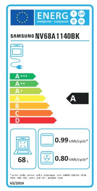 Фурна Samsung NV68A1140BK/OL, Built-in oven, 68l, Catalysis, Class A, LED display, Black