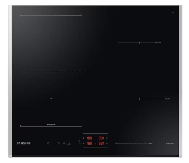 Керамичен плот Samsung NZ64B5046JK/U2, Induction Cooktop with Flex Zone Plus, Control method Slide Touch, Total Power 7.4 kW, Flex zone 3.3/3.7 kW, Power Level 15+Boost, WI-FI , Smart things app , Residual Heat indicator, High temp Limit, Cooktop Fra