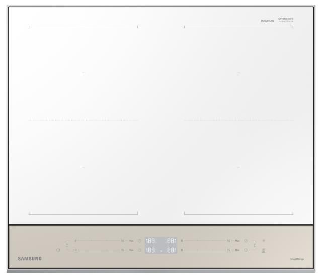 Керамичен плот Samsung NZ64B5067YY/U2, Bespoke induction hob SlimFit, Dual Flex Zone, Touch slider control, 7.4 kW, 15 cooking levels+booster, WiFi connectivity, White glass, Beige control panel