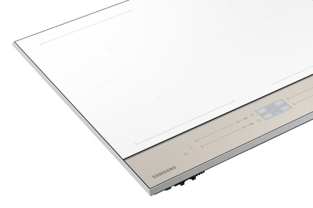 Керамичен плот Samsung NZ64B5067YY/U2, Bespoke induction hob SlimFit, Dual Flex Zone, Touch slider control, 7.4 kW, 15 cooking levels+booster, WiFi connectivity, White glass, Beige control panel