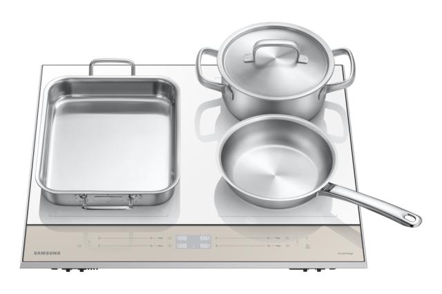 Керамичен плот Samsung NZ64B5067YY/U2, Bespoke induction hob SlimFit, Dual Flex Zone, Touch slider control, 7.4 kW, 15 cooking levels+booster, WiFi connectivity, White glass, Beige control panel