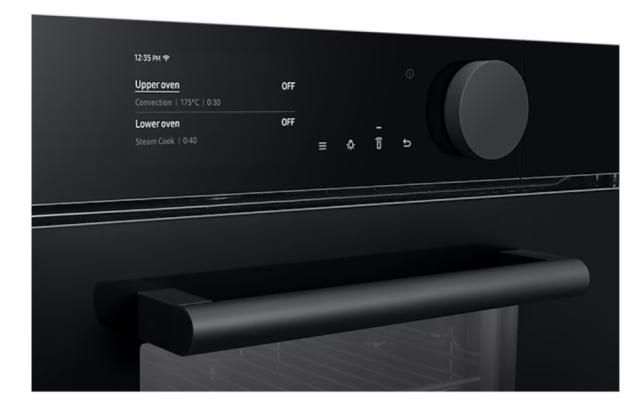 Фурна Samsung NV75T8979RK/EF, Electric oven with BeSpoke Infinite Line design, 75 L, Dual cook Steam, 4.3" TFT-LCD Non touch Display, Pyrolytic cleaning, Wi-Fi connection, 1 level telescopic rail, Special Steam Tray, Meat probe, A+, Black