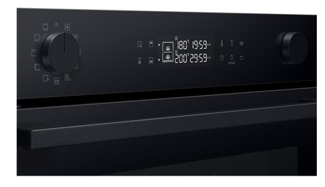 Фурна Samsung NV7B44207AK/U2, Electric Oven with Dual Cook and Natural Steam, Bespoke Design, Air Sous Vide Function, 76 L, Display LED+ Dual Knob, Catalytic cleaning,  auto cook 40, wi fi, Black Glass