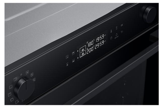 Фурна Samsung NV7B44207AK/U2, Electric Oven with Dual Cook and Natural Steam, Bespoke Design, Air Sous Vide Function, 76 L, Display LED+ Dual Knob, Catalytic cleaning,  auto cook 40, wi fi, Black Glass