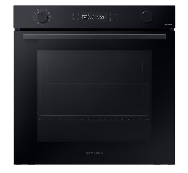 Фурна Samsung NV7B41205AK/U2, Single fan electric oven with Natural Steam and Bespoke design, 76 L, Display LED+ Dual Knob, Catalytic cleaning,  auto cook 20, wi fi, 1level half telescopic, Black Glass